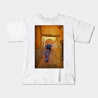 Morocco. Fes. Medina. Walking in the rain. Kids T-Shirt